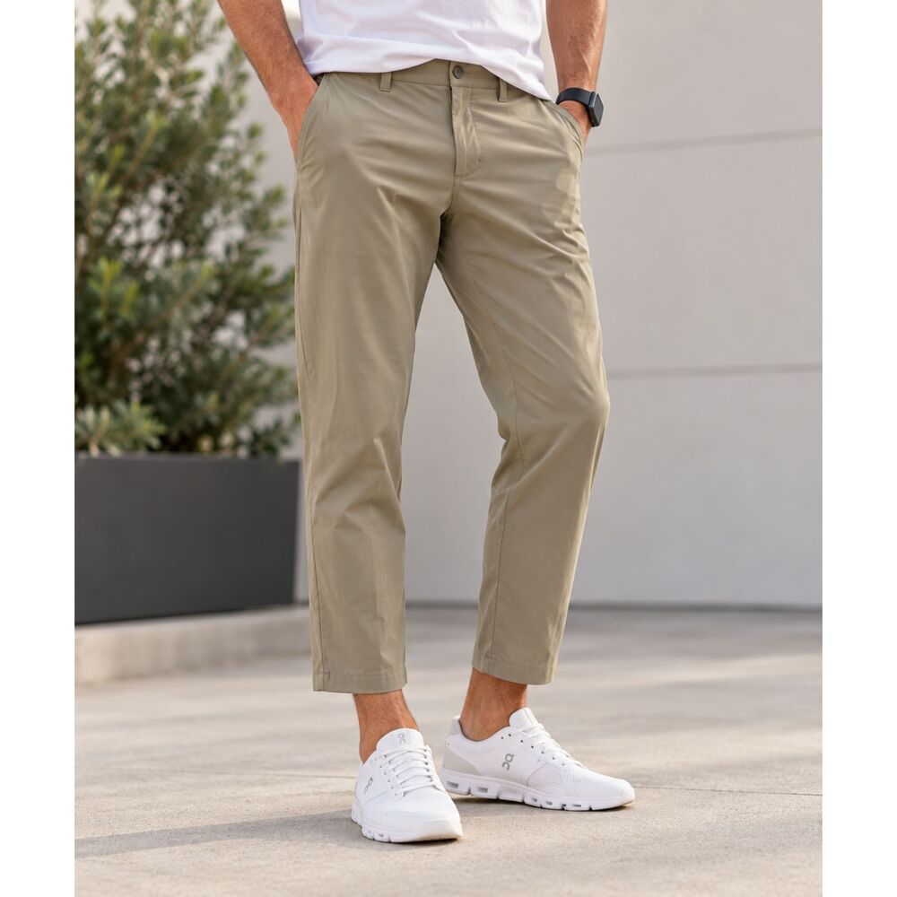 Lululemon ABC Crop Pant Relaxed Utilitech Men’s 36 Khaki Tan NWOT 26”
